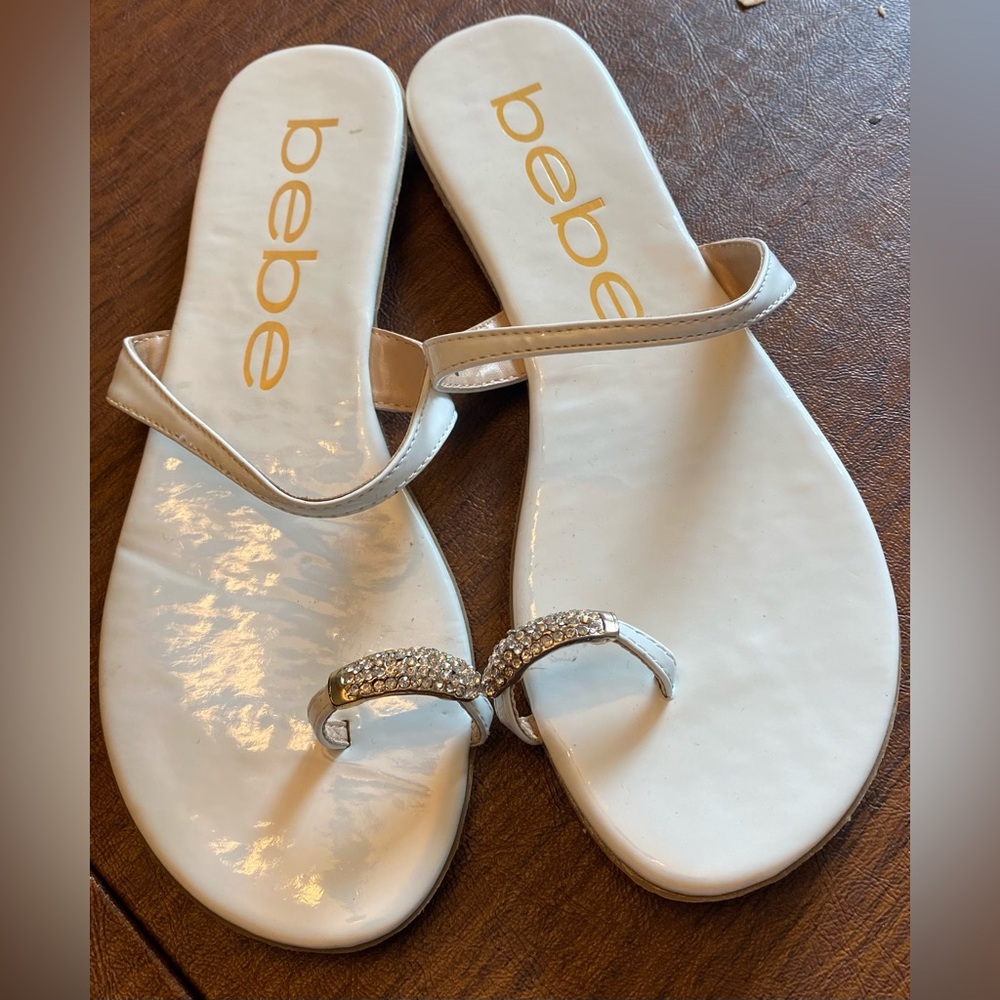 Bebe White Sandals Sz 8